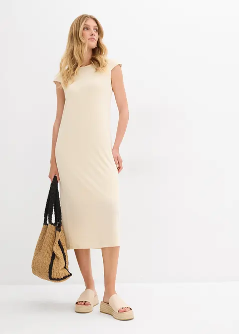 Midikjole i strikket look, bonprix