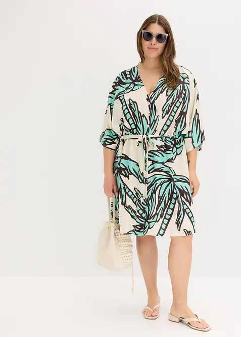 Minikjole i lett viskose med kimono-ermer, bonprix