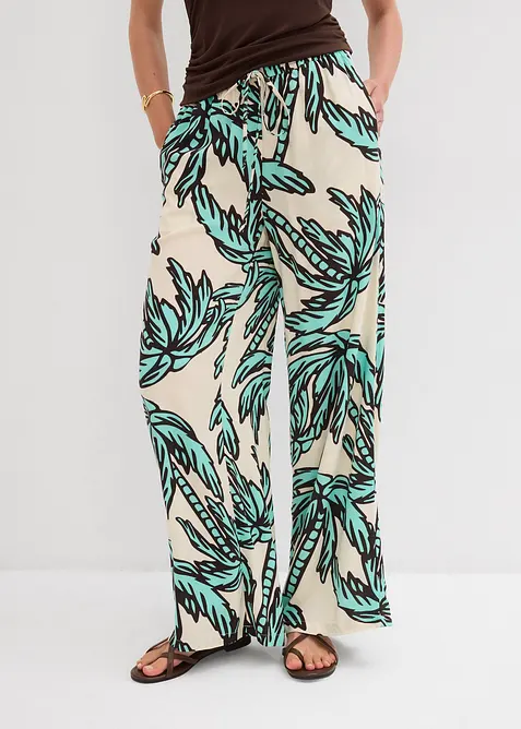 Bukse i lett viskose med vide ben, bonprix