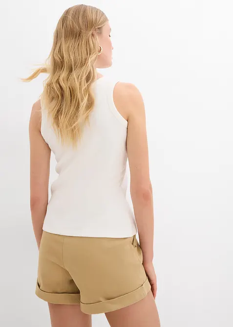 Ribbet singlet med &oslash;kologisk bomull (2-pack), bonprix