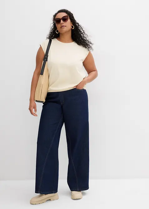 Topp med elastisk linning i falden, bonprix