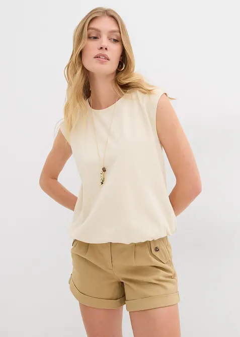 Topp med elastisk linning i falden, bonprix