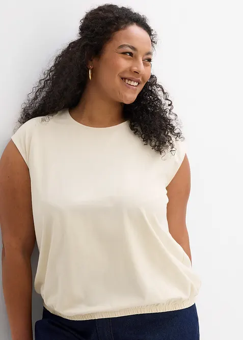 Topp med elastisk linning i falden, bonprix