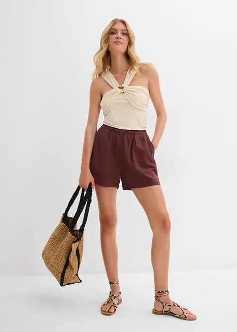 Halterneck-topp med hamret pyntespenne, bonprix