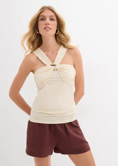 Halterneck-topp med hamret pyntespenne, bonprix