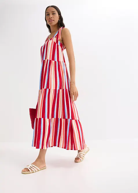 Stripem&oslash;nstret kjole med stropper, av strukturert viskose, bonprix