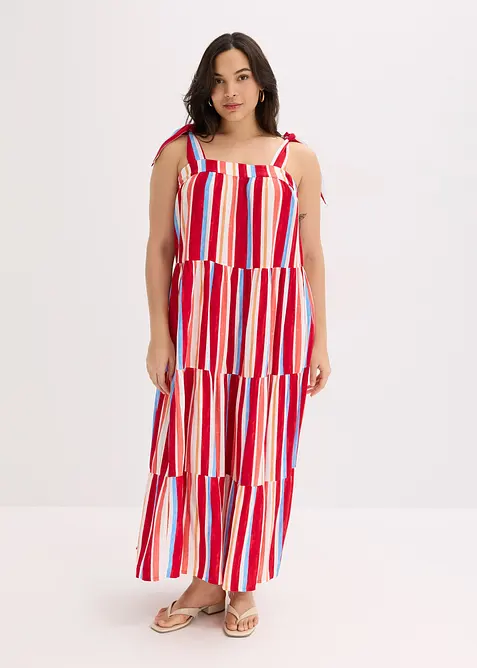 Stripem&oslash;nstret kjole med stropper, av strukturert viskose, bonprix