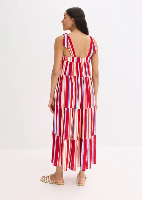 Stripem&oslash;nstret kjole med stropper, av strukturert viskose, bonprix