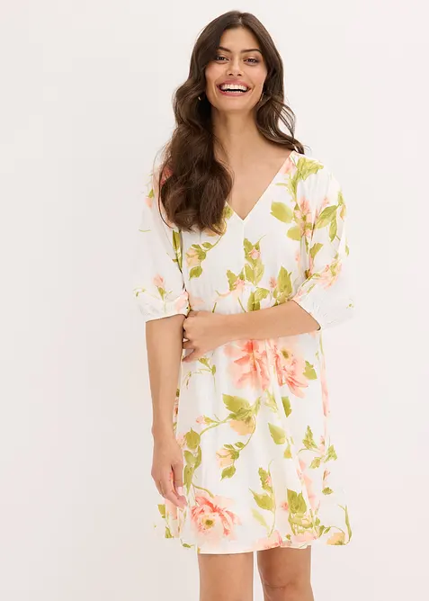 Mønstret tunikakjole av fint fallende viskose, bonprix