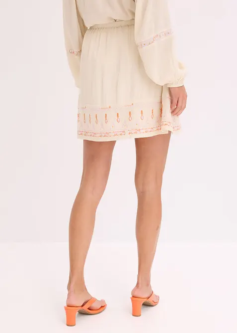 Miniskjørt med broderi, bonprix