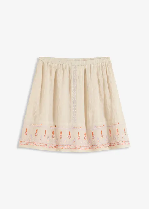 Miniskjørt med broderi, bonprix