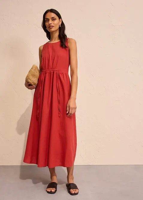 Maxikjole i lett lin-/viskosemiks, bonprix