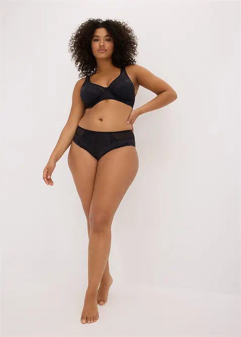 Truse med høy midje og nydelige blonder (2-pack), bonprix