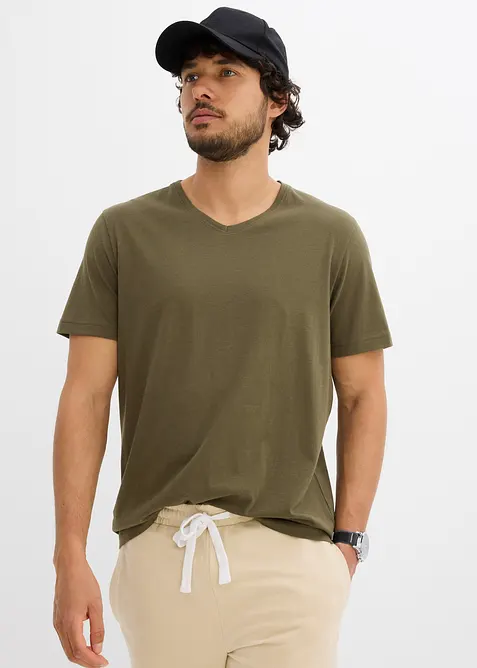 T-skjorte med V-hals (3-pack), bonprix