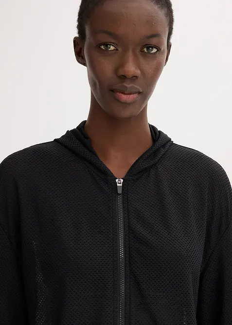 Transparent treningsjakke i mesh, oversized, bonprix