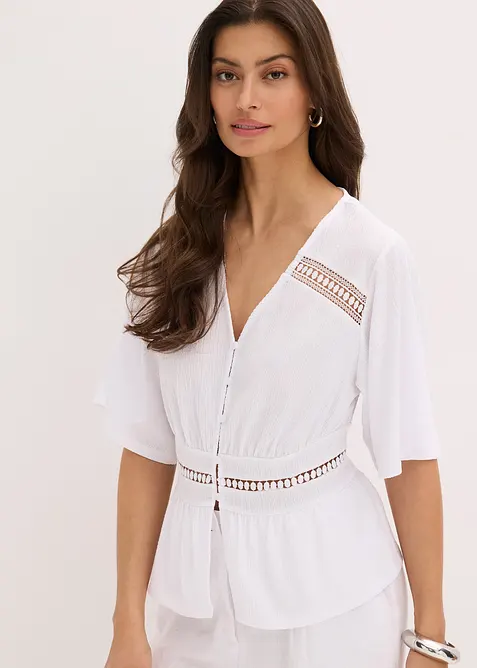 Trikottunika med blonder, bonprix