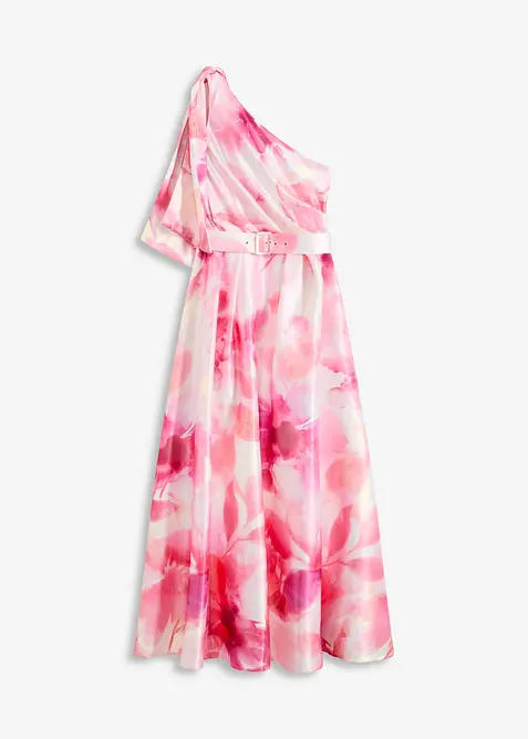 One shoulder-kjole i sateng med glans, bonprix