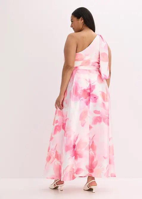 One shoulder-kjole i sateng med glans, bonprix