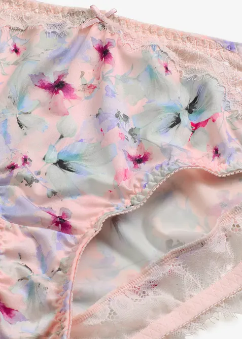 Truse med h&oslash;y midje og fin glans (2-pack), bonprix