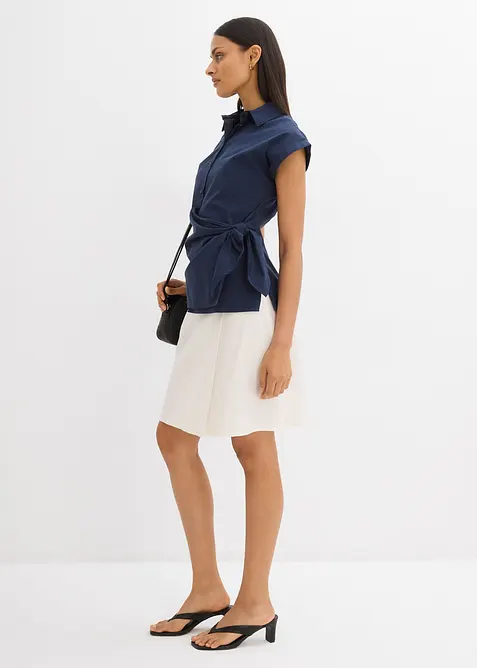 Kortermet bluse med knytedetalj, bonprix