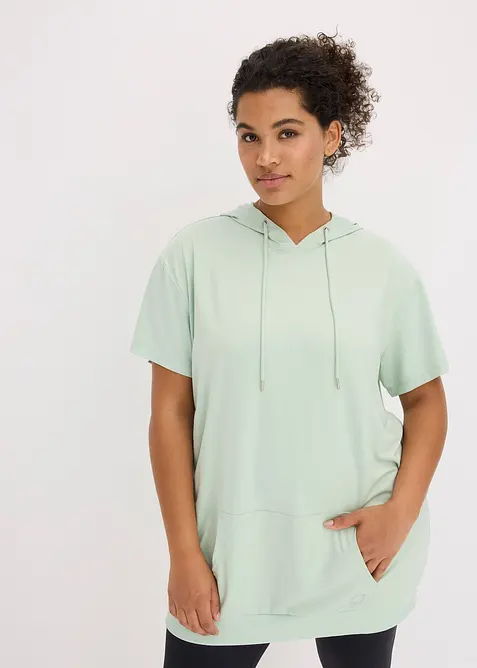 Oversized treningstopp med hette, hurtigtørkende, bonprix