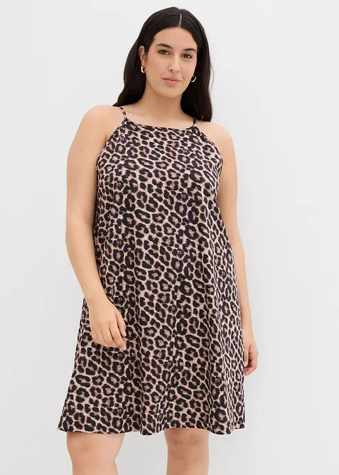 Kjole med leopardm&oslash;nster av 100% bomull, bonprix