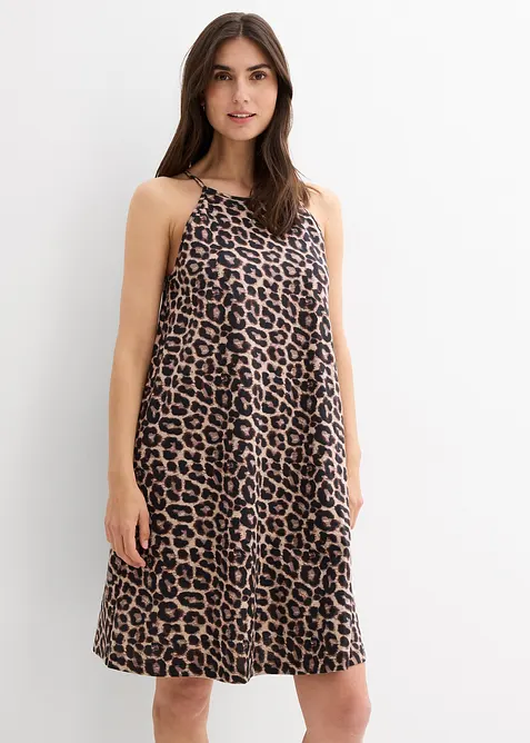 Kjole med leopardmønster av 100% bomull, bonprix
