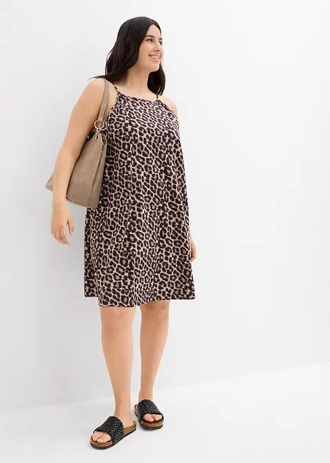 Kjole med leopardm&oslash;nster av 100% bomull, bonprix