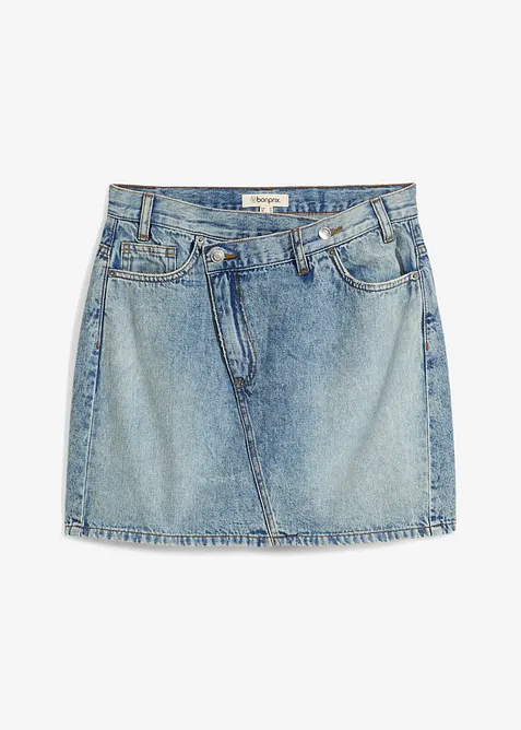 Jeansskjørt med asymmetrisk linning, bonprix