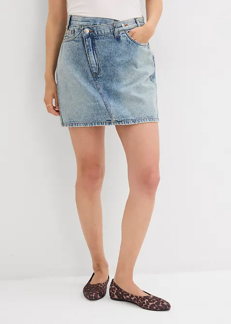 Jeansskjørt med asymmetrisk linning, bonprix