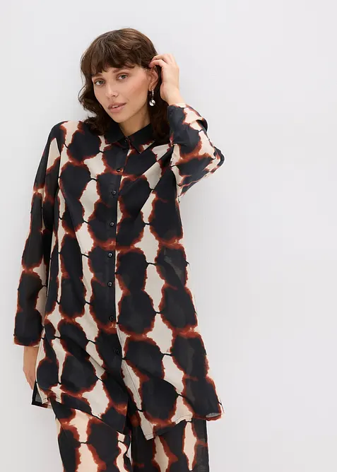 Lang bluse med batikk-print, bonprix