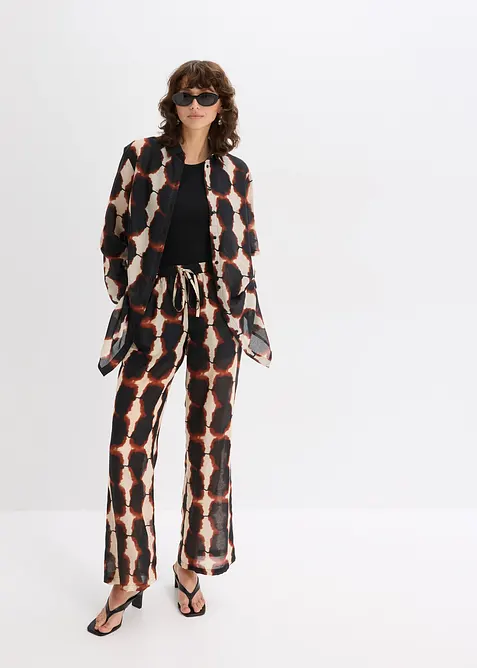 Lang bluse med batikk-print, bonprix