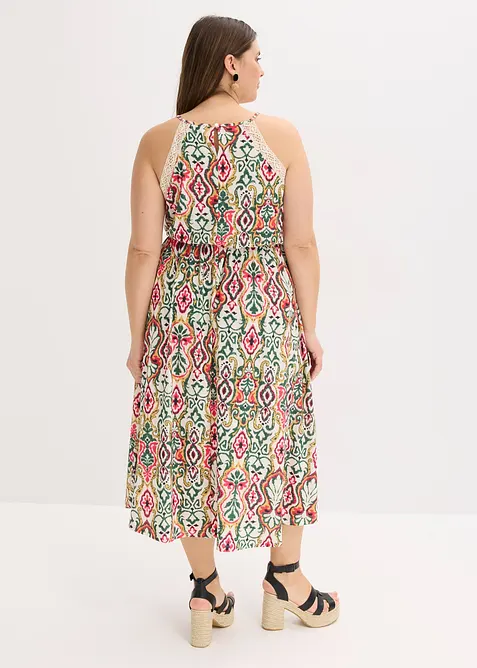 Midikjole med blonde, bonprix