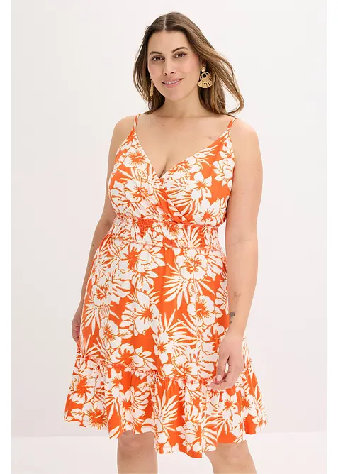 Stroppekjole i myk viskosemiks med trykt mønster, bonprix