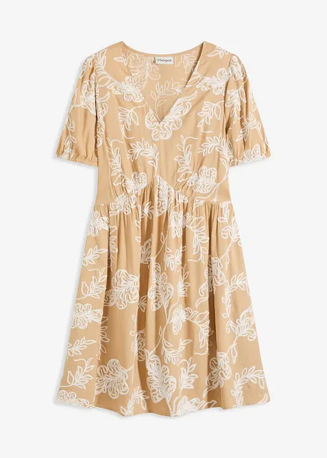 Tunikakjole med broderi av lett viskose, bonprix