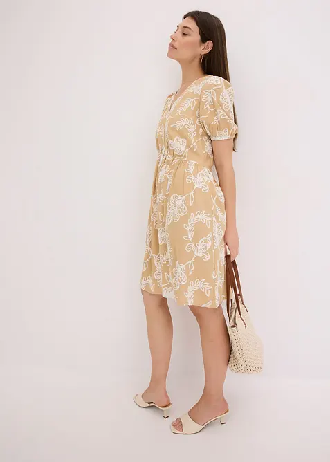 Tunikakjole med broderi av lett viskose, bonprix