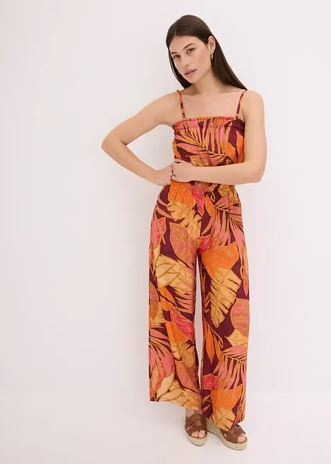 Jumpsuit i lett viskose med trykt m&oslash;nster, bonprix