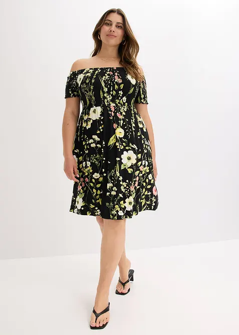 Off shoulder-kjole i myk viskosemiks, bonprix