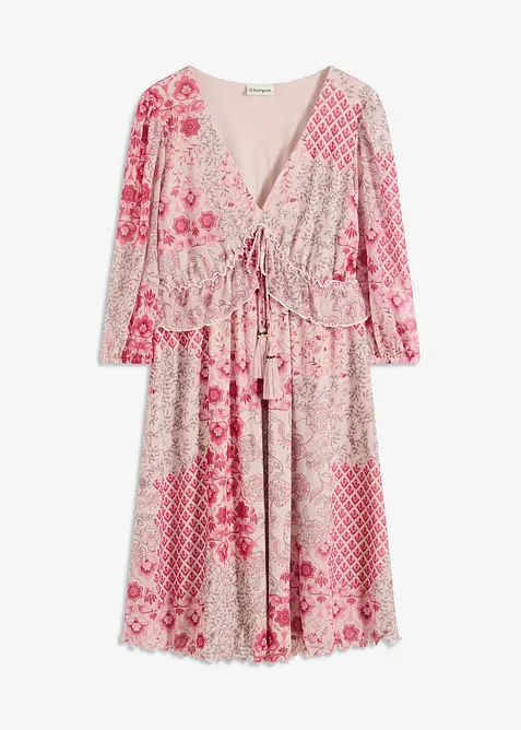 Mesh-tunikakjole med print, bonprix