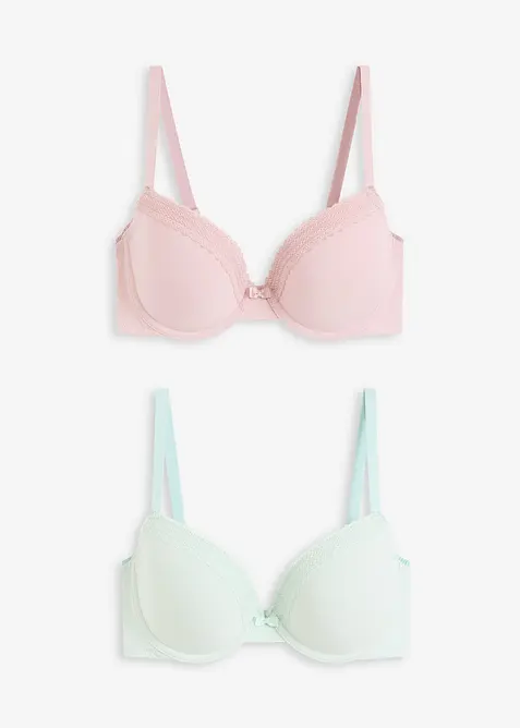 Vattert spile-BH med myk økologisk bomull (2-pack), bonprix