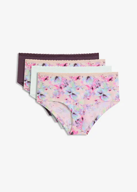 Truse med økologisk bomull og høy midje (4-pack), bonprix