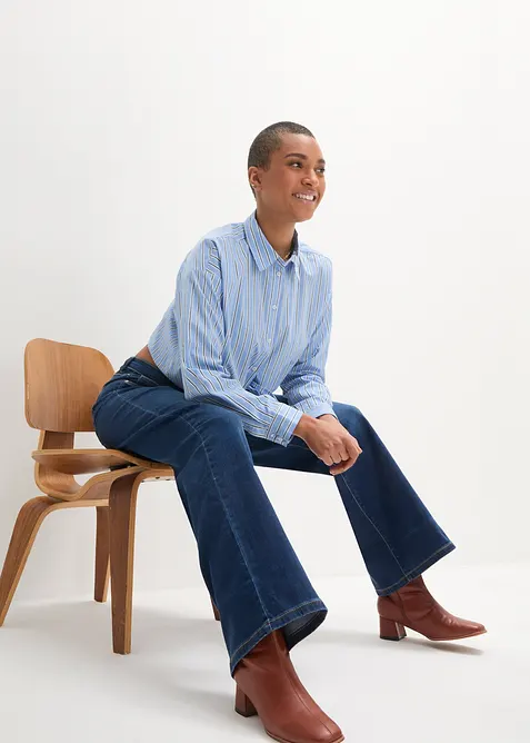 Wide Leg-jeans Mid Waist, komfortlinning, bonprix