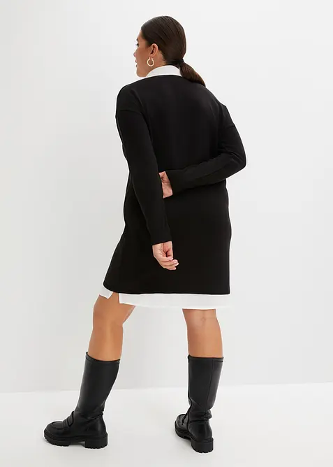 Strikket kjole med skjorteinnfelling, bonprix