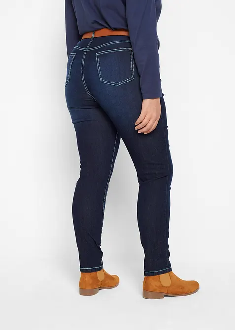 Skinny jeans Mid Waist, kontrastfargede sømmer, bonprix