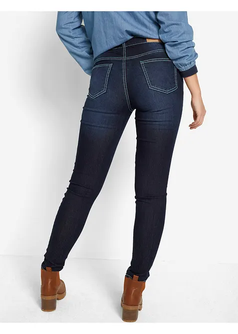 Skinny jeans Mid Waist, kontrastfargede sømmer, bonprix