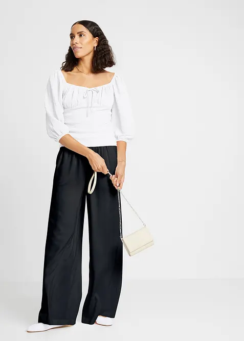 Bukse i viskose med lett glans og vide ben, bonprix