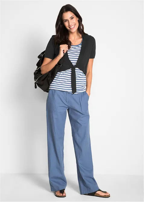 Bukse med lin og vide ben, bonprix