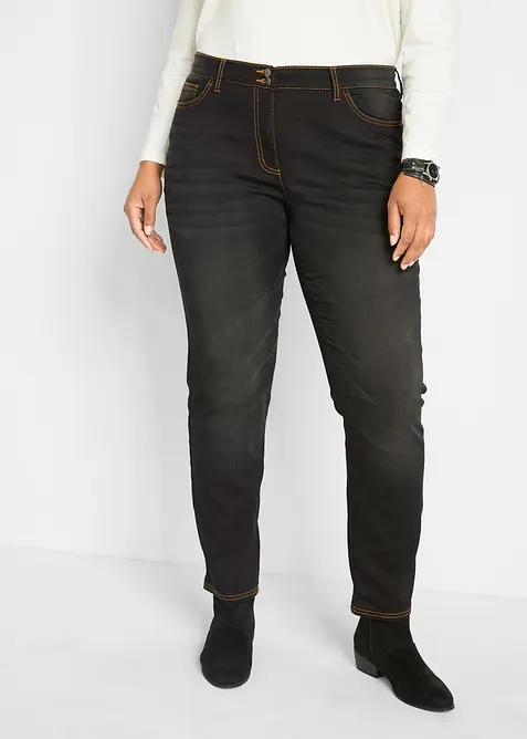 Varmende, Straight-jeans Mid Waist med komfortlinning, bonprix
