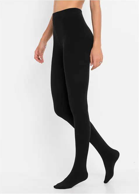 Varmende str&oslash;mpebukse med myk fleece 140 DEN (2-pack), bonprix