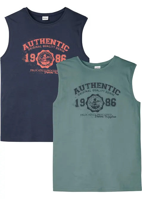 Singlet i hudvennlig &oslash;kologisk bomull (2-pack), bonprix